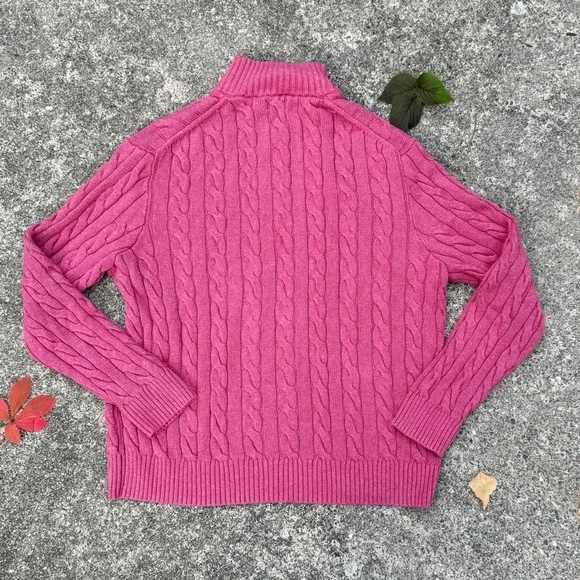 Polo Ralph Lauren icon logo cotton cable knit sweater in pink marl size XL